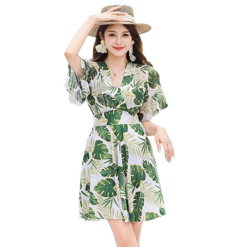 Dresses | Lime Curve Tropical Leaf Stretch Wrap Dress  –  Womens Clothing Dresses