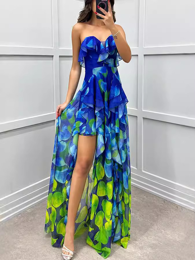 Dresses | Lime Petite Floral Cold Shoulder Chiffon Midi Dress  –  Womens Clothing Dresses