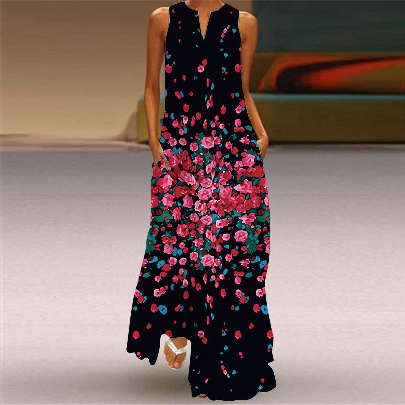 Dresses | Multi Floral Print Midi Stretch Dress  –  Womens Clothing Dresses