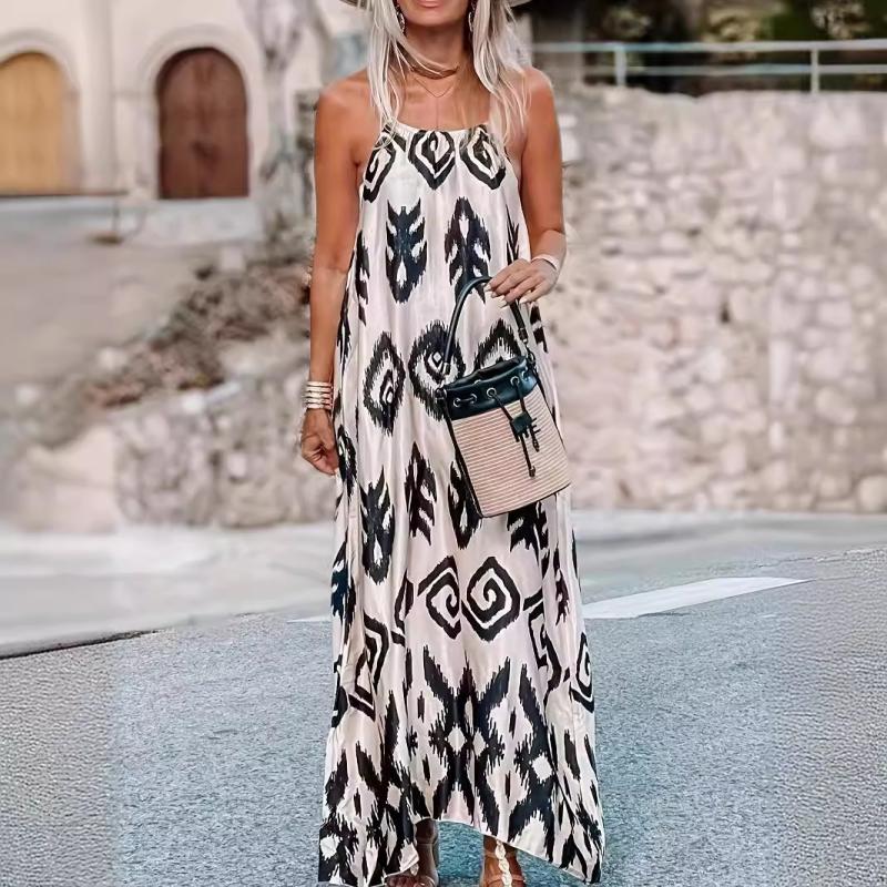 Dresses | Natural Sleeveless Tie Dye Midi Stretch Dress  –  Womens Clothing Dresses