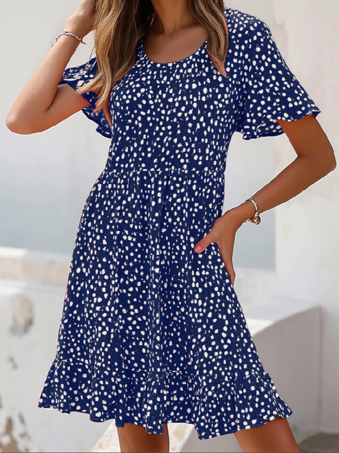 Dresses | Navy Abstract Spot Print Smock Dress  –  Womens Clothing Dresses