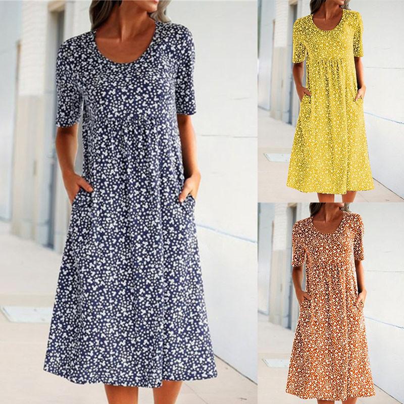 Dresses | Navy Curve Ditsy Floral Print Midi Dress  –  Womens Clothing Dresses