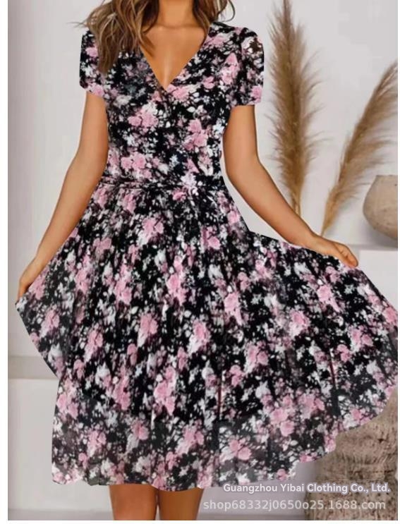 Dresses | Navy Floral Print Frill Front Midi Dress  –  Womens Clothing Dresses