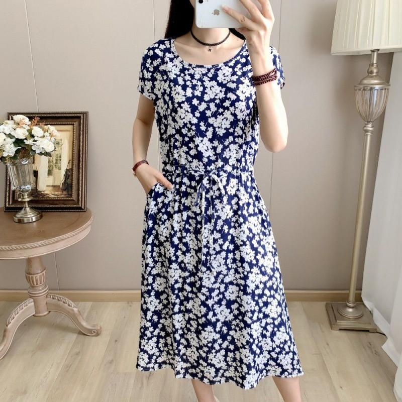 Dresses | Navy Floral Print Stretch Jersey Tea Dress  –  Womens Clothing Dresses