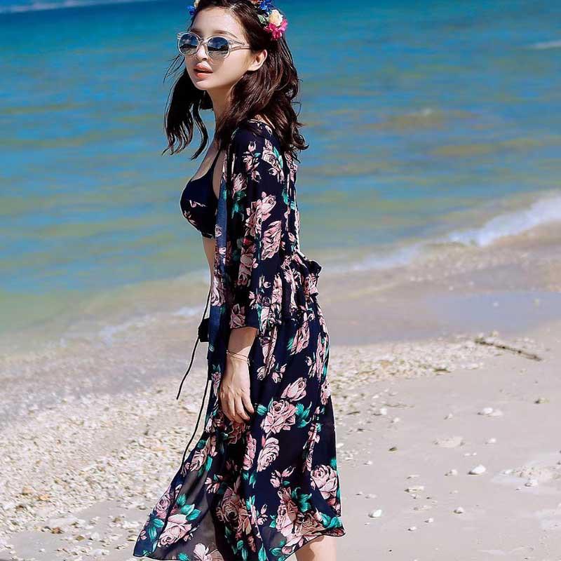 Dresses | Navy Floral Print Swing Stretch Midi Dress  –  Womens Clothing Dresses