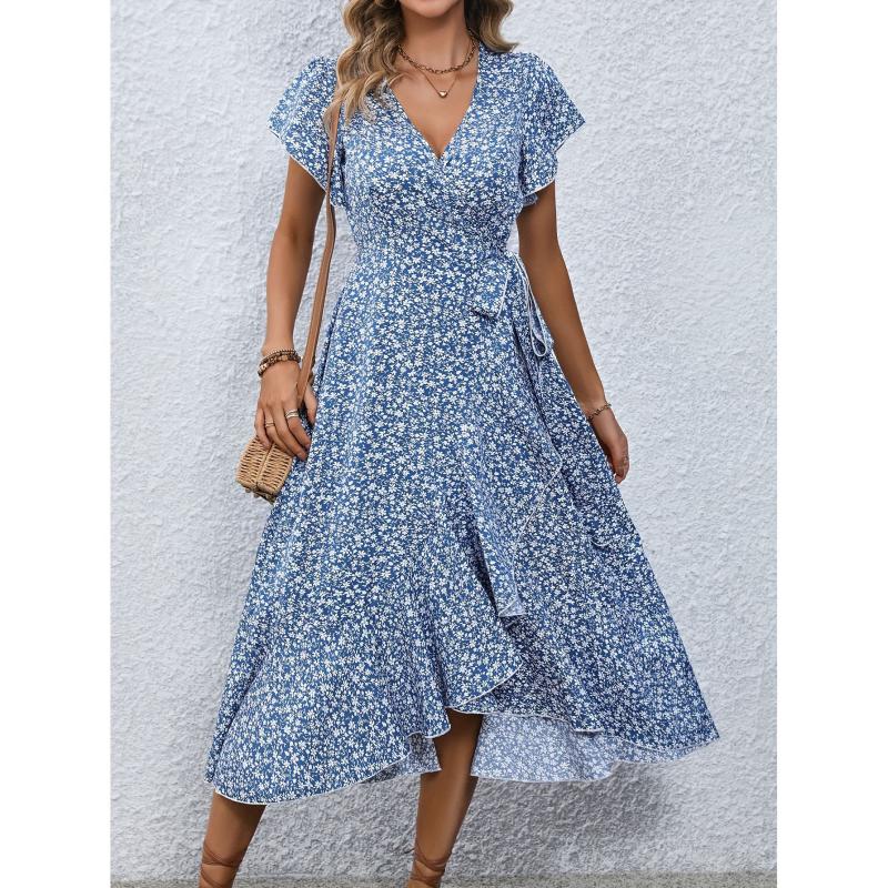 Dresses | Navy Petite Floral Button Pocket Midi Dress  –  Womens Clothing Dresses