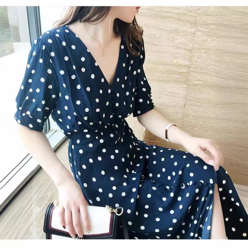 Dresses | Navy Petite Spot Print Stretch Jersey Dress  –  Womens Clothing Dresses