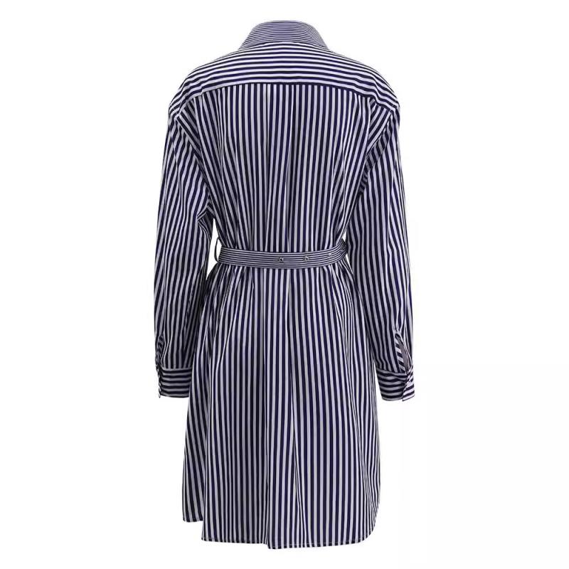 Dresses | Navy Petite Striped Crinkle Shirt Dress  –  Womens Clothing Dresses