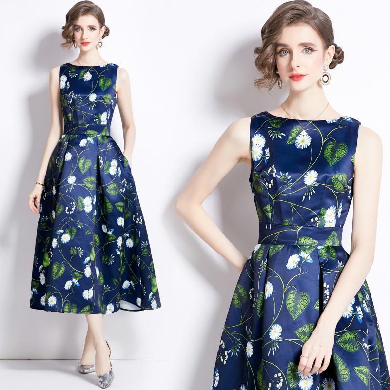 Dresses | Navy Petite Tie Waist Floral Dress  –  Womens Clothing Dresses