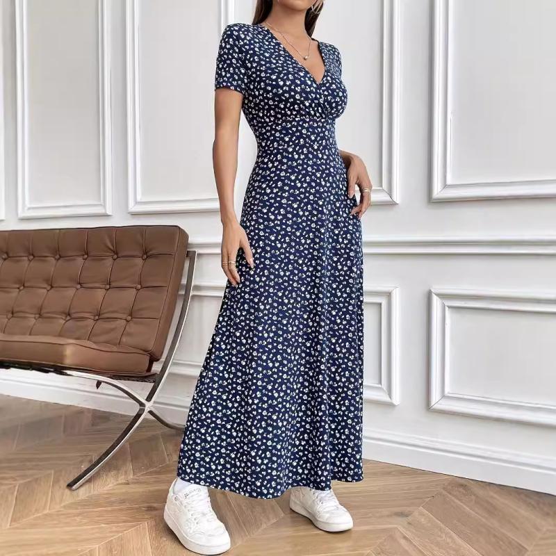 Dresses | Navy Polka Dot Lace Detail Maxi Dress  –  Womens Clothing Dresses