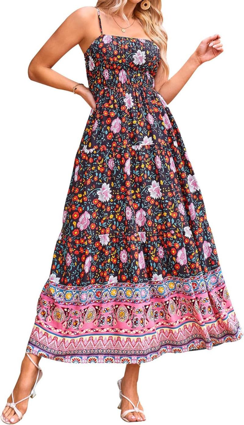 Dresses | Orange Petite Boho Print Maxi Sun Dress  –  Womens Clothing Dresses