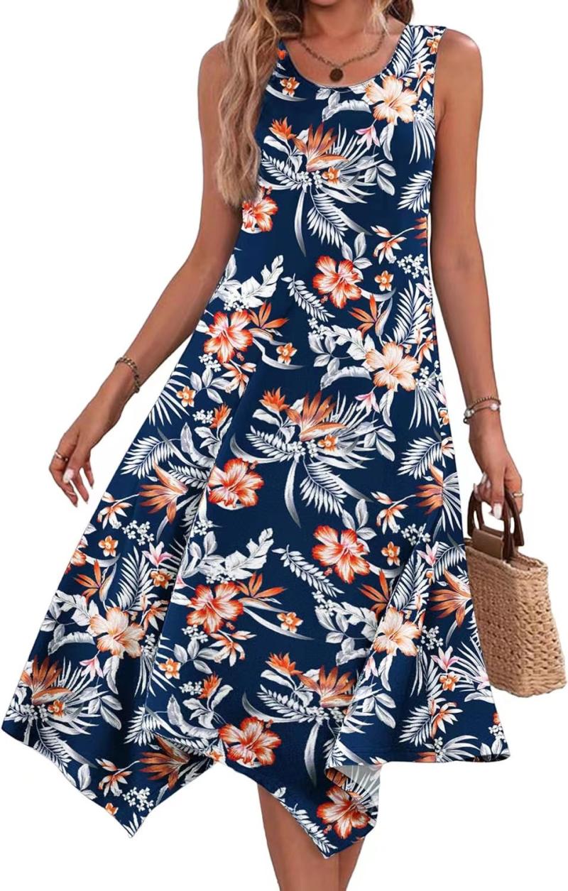 Dresses | Orange Petite Floral Print Stretch Maxi Dress  –  Womens Clothing Dresses