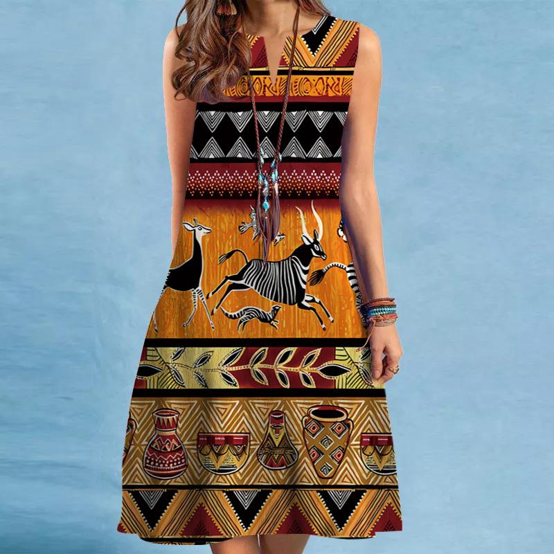 Dresses | Orange Petite Tribal Border Print Shift Dress  –  Womens Clothing Dresses