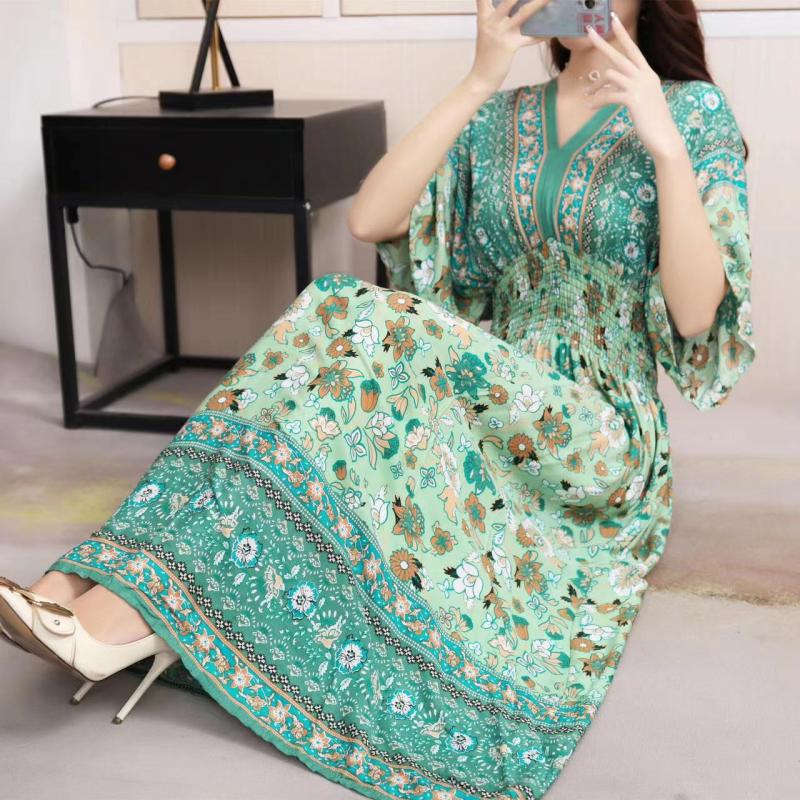 Dresses | Pea Green Floral Border Print Wrap Maxi Dress  –  Womens Clothing Dresses