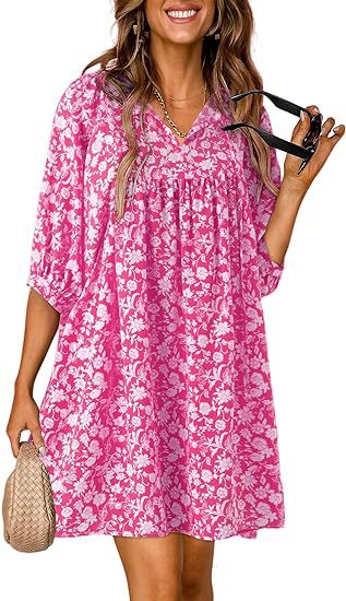 Dresses | Pink Leaf Print Shimmer Smock Dress  –  Womens Clothing Dresses