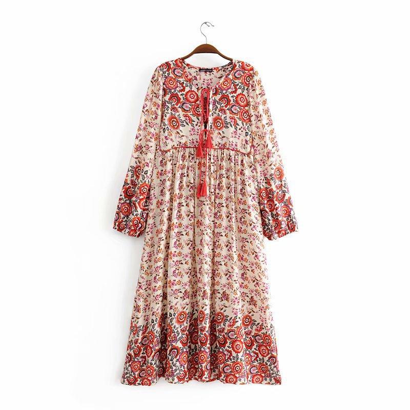 Dresses | Pink Petite Border Print Tassel Smock Dress  –  Womens Clothing Dresses