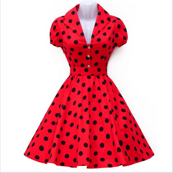 Dresses | Pink Sweetheart Neck Polka Dot Dress  –  Womens Clothing Dresses