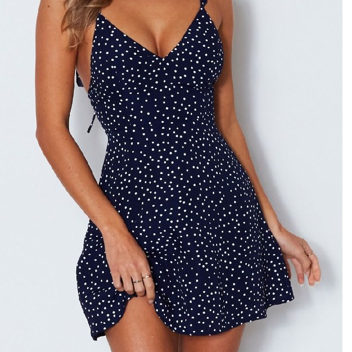 Dresses | Polka Dot Frill Detail Wrap Dress  –  Womens Clothing Dresses