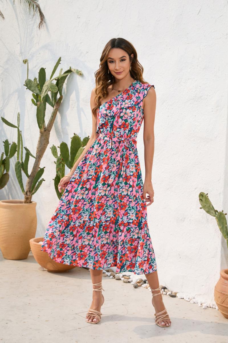 Dresses | Purple Floral Print Button Detail Maxi Dress  –  Womens Clothing Dresses