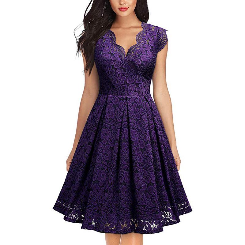 Dresses | Purple Sequin Lace Twist Front Midi Dress  –  Womens Clothing Dresses