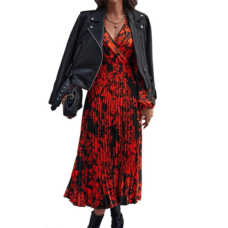 Dresses | Red Abstract Print Ruched Stretch Midi Dress  –  Womens Clothing Dresses