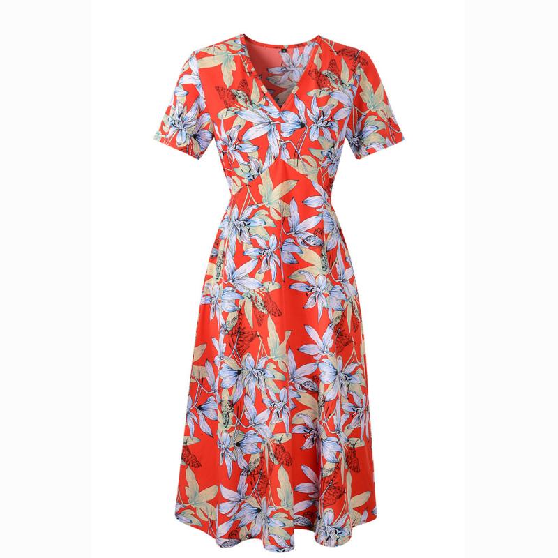 Dresses | Red Leaf Print Twist Knot Dress  –  Womens Clothing Dresses