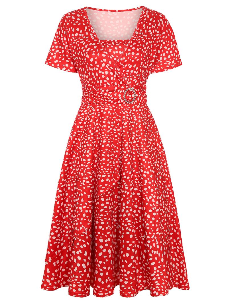 Dresses | Red Petite Ditsy Stretch Wrap Dress  –  Womens Clothing Dresses