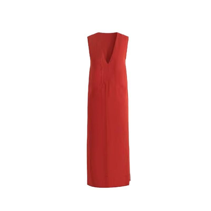 Dresses | Red Sleeveless Pleated Stretch Ruched Dress  –  Womens Clothing Dresses