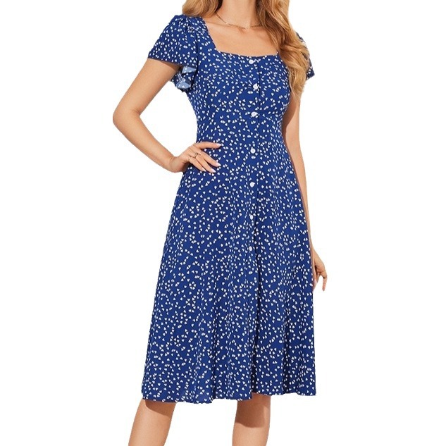 Dresses | Royal Blue Abstract Spot Print Stretch Dress  –  Womens Clothing Dresses