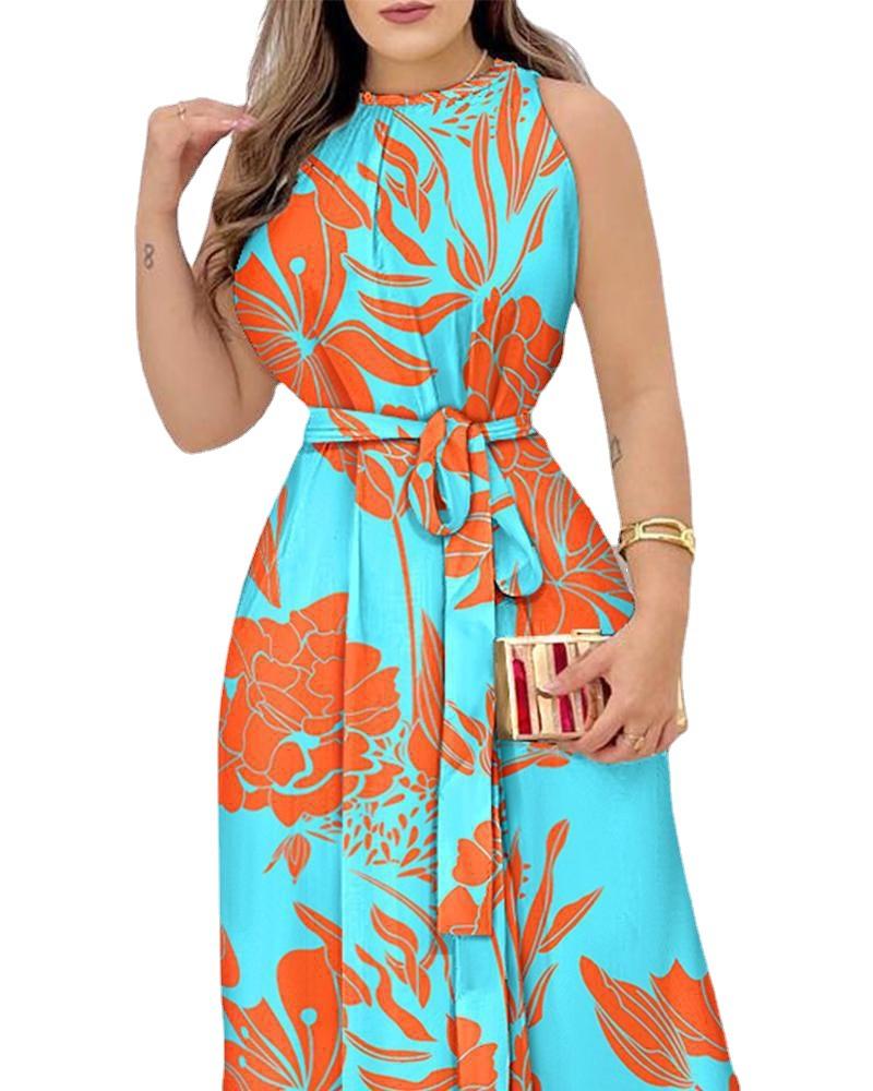 Dresses | Royal Blue Floral Border Print Shift Dress  –  Womens Clothing Dresses