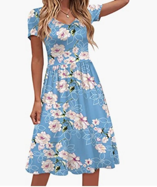 Dresses | Royal Blue Floral Stretch Jersey Tea Dress  –  Womens Clothing Dresses