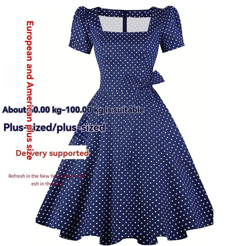 Dresses | Royal Blue Polka Dot Print Stretch Dress  –  Womens Clothing Dresses