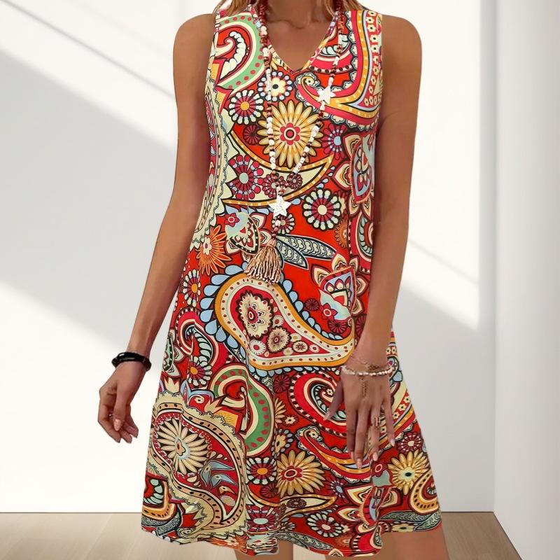 Dresses | Rust Petite Paisley Print Tie Neck Maxi Dress  –  Womens Clothing Dresses