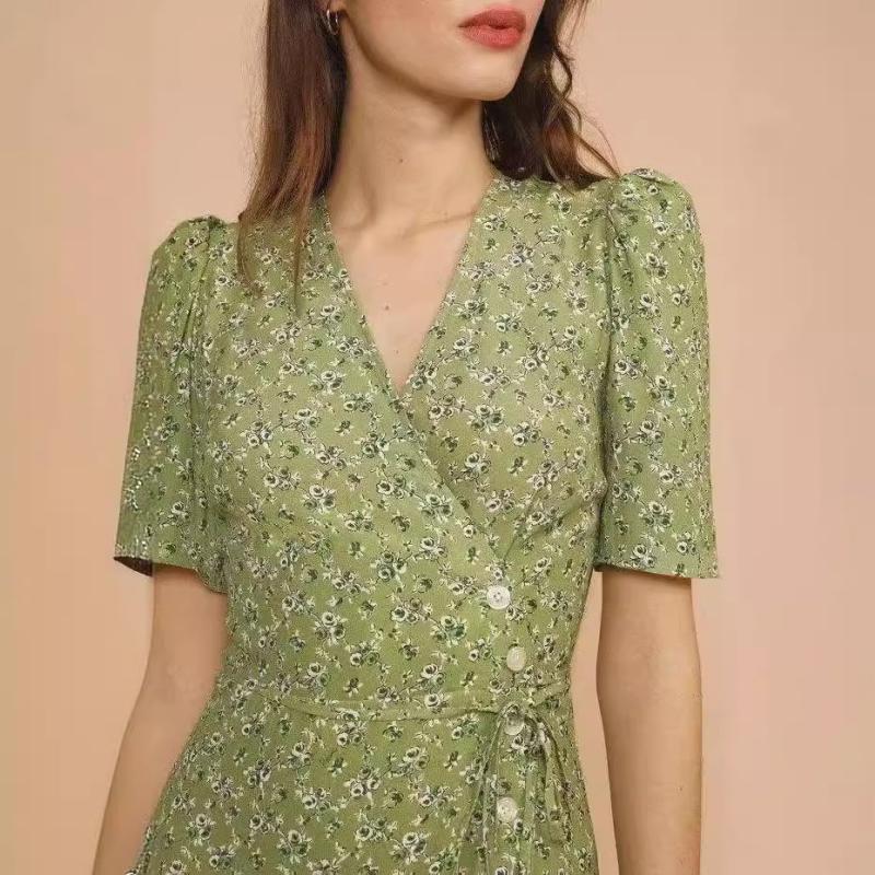 Dresses | Sage Ditsy Daisy Print Belted Dress  –  Womens Clothing Dresses