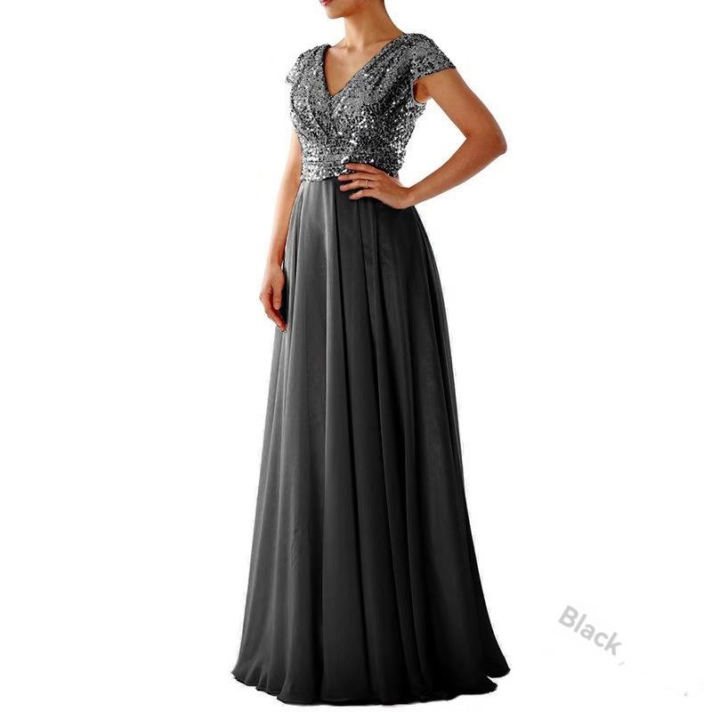 Dresses | Silver Contrast Sequin Bodice Maxi Dress  –  Womens Clothing Dresses