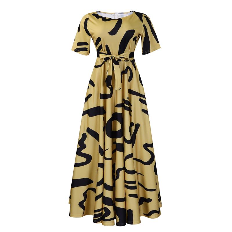 Dresses | Tan Geometric Colour Block Print Midi Dress  –  Womens Clothing Dresses