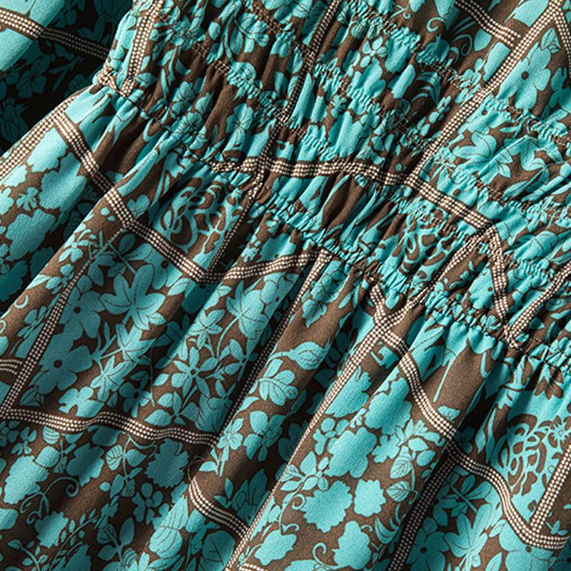 Dresses | Teal Leaf Print Midi Stretch Dress  –  Womens Clothing Dresses