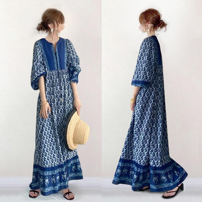 Dresses | Turquoise Petite Border Print Tassel Smock Dress  –  Womens Clothing Dresses