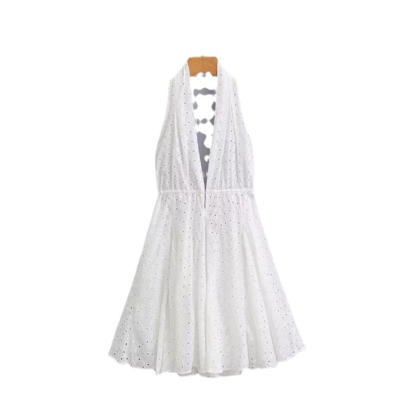 Dresses | White Floral Cotton Broderie Midi Dress  –  Womens Clothing Dresses