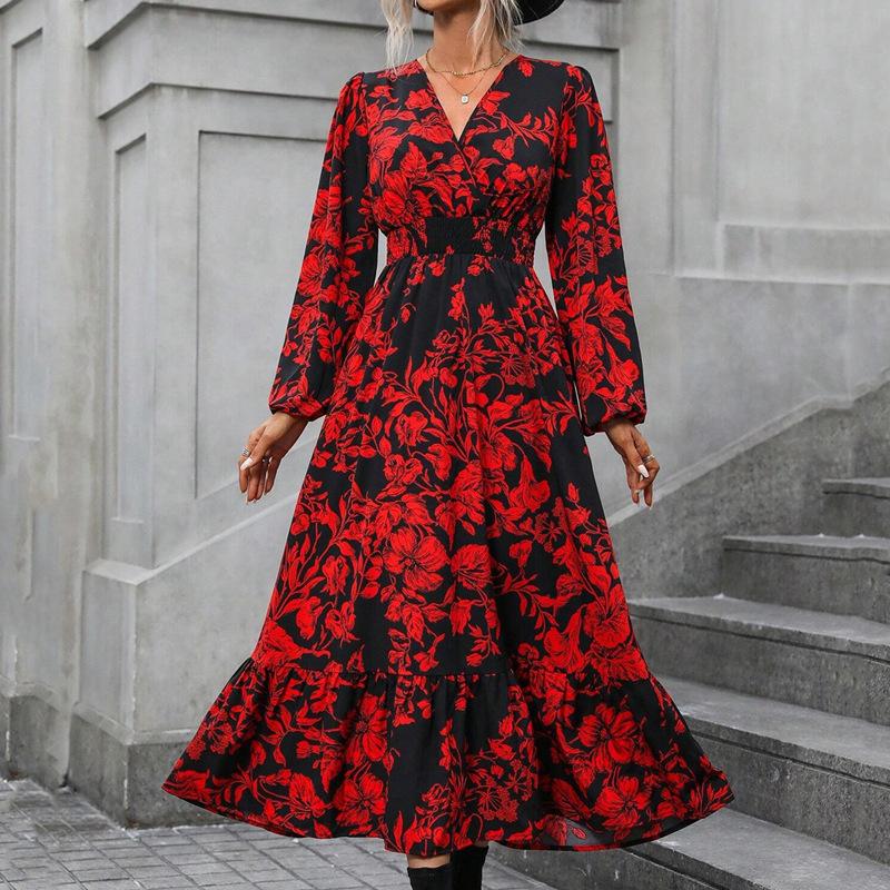 Dresses | Wine Floral Jersey Swing Dress  –  Womens Clothing Dresses