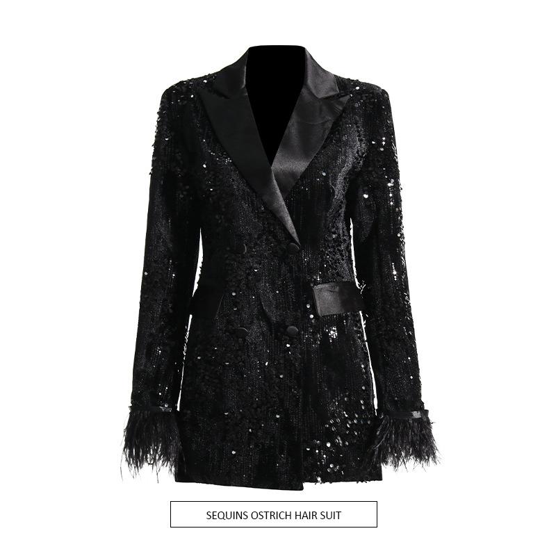 Jackets | Emerald Sequin Contrast Collar Blazer  –  Womens Clothing Emerald