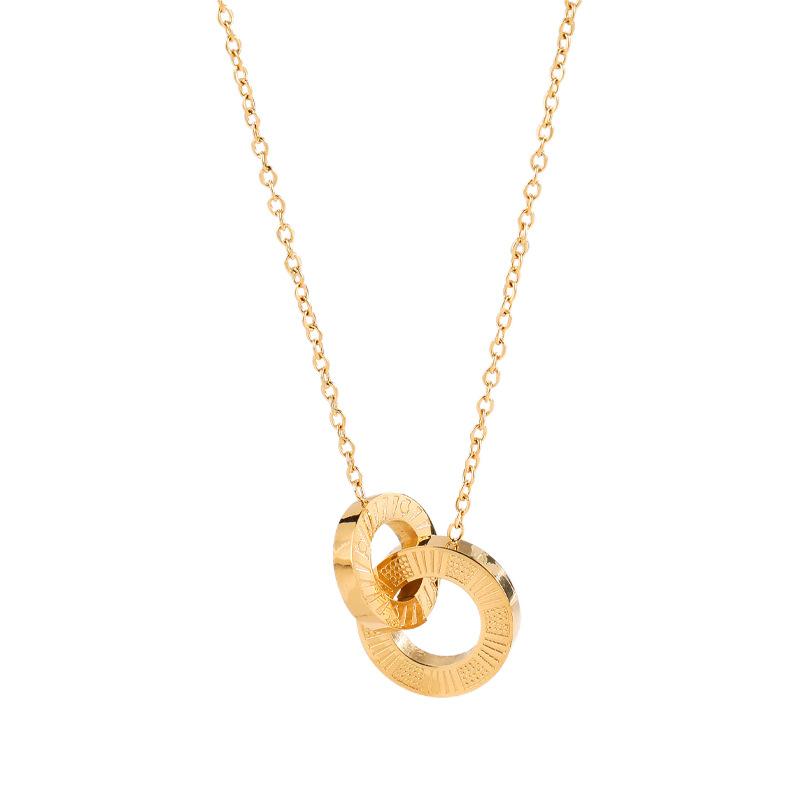 Jewellery | Gold Stainless Steel Chunky Hoop Pendant Necklace  –  Womens Accessories Gold