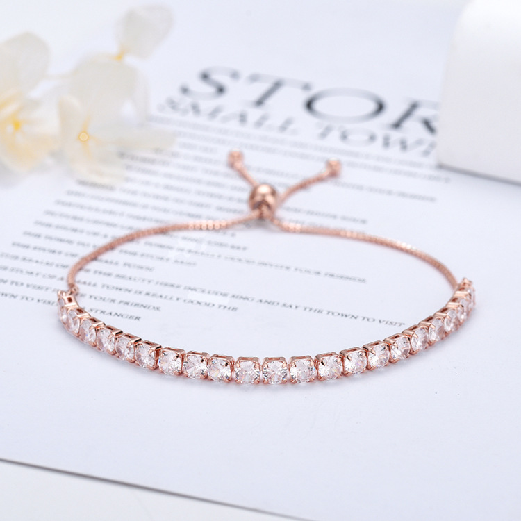 Jewellery | Rose Gold Adjustable Slider Tennis Bracelet  –  Womens Accessories Jewellery