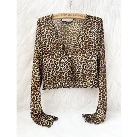 Knitwear | Black Embellished Animal Print V-Neck Cardigan  –  Womens Clothing Black