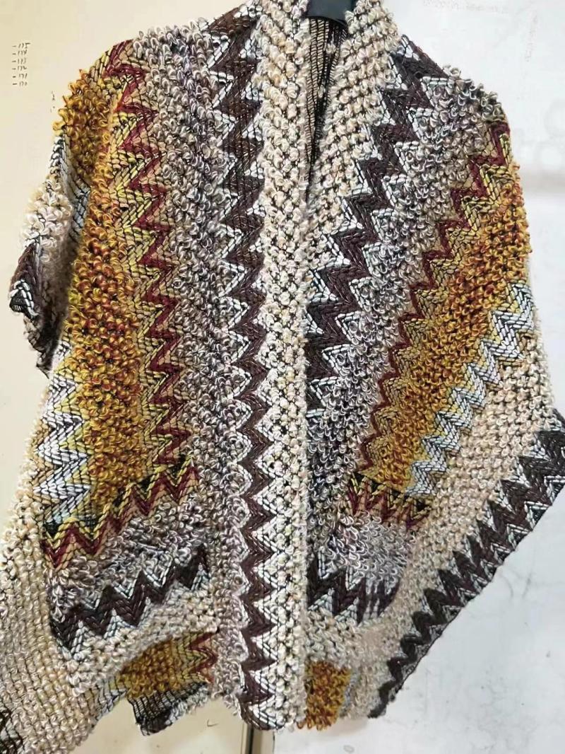 Knitwear | Brown Boucle Patterned Cape  –  Womens Clothing Brown