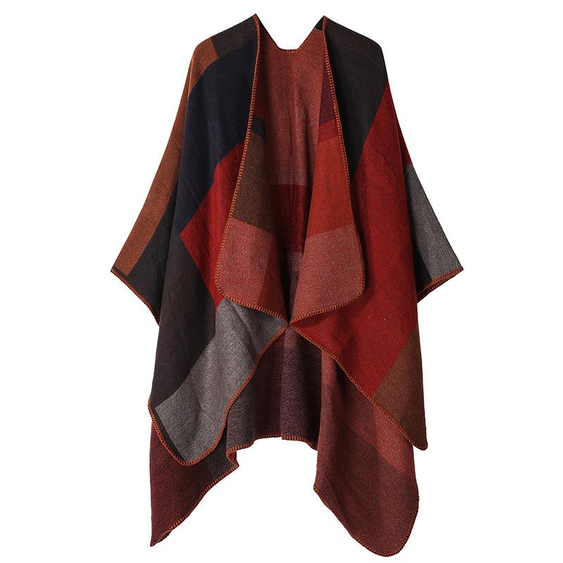 Knitwear | Brown Stripe Colour Block Knit Poncho  –  Womens Clothing Brown