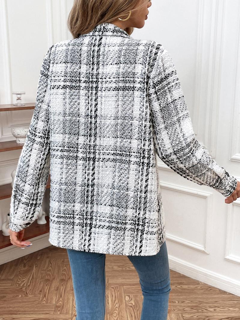 Knitwear | Grey Patchwork Check Collar Pocket Cardigan  –  Womens Clothing Grey