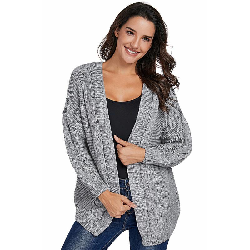 Knitwear | Light Grey Longline Stretch Ribbed Cardigan  –  Womens Clothing Knitwear