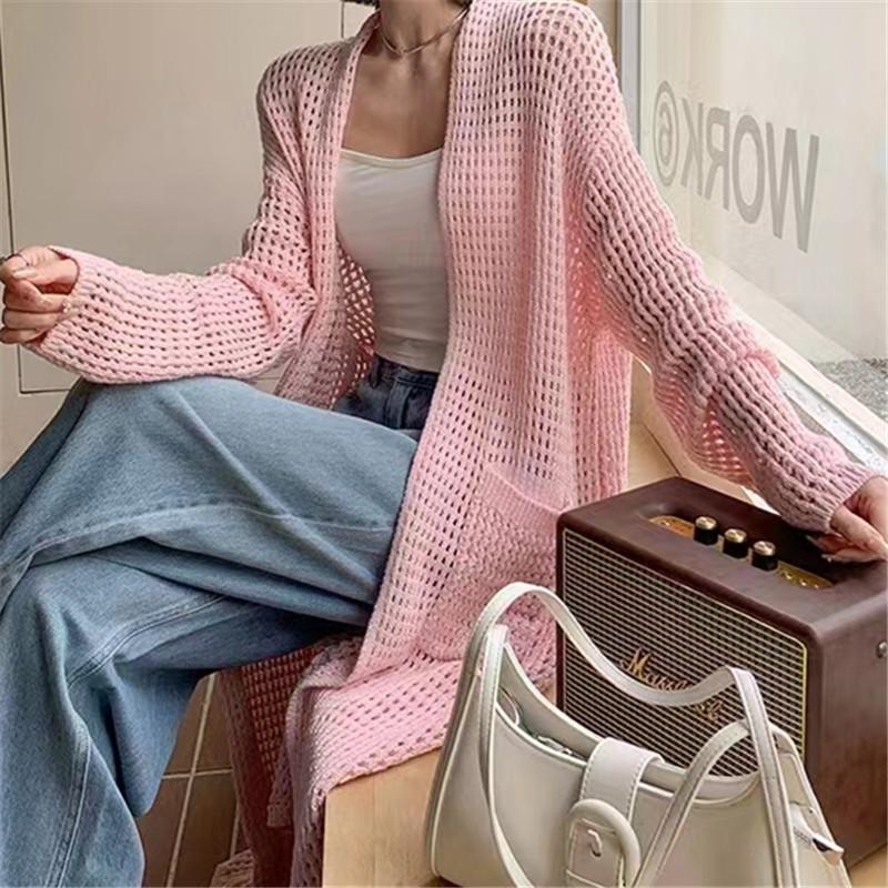 Knitwear | Light Pink Sequin Knit Longline Cardigan  –  Womens Clothing Knitwear