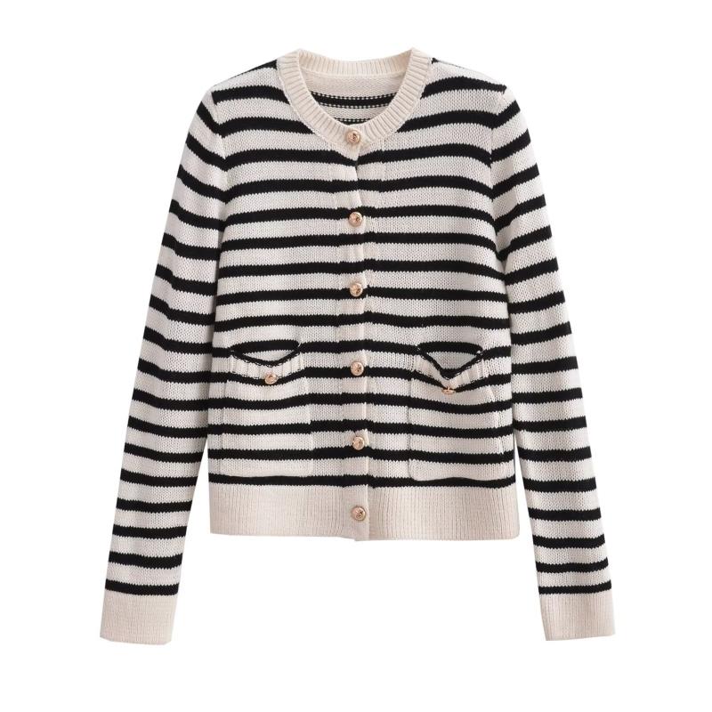 Knitwear | Navy Petite Stripe Print Pocket Cardigan  –  Womens Clothing Knitwear